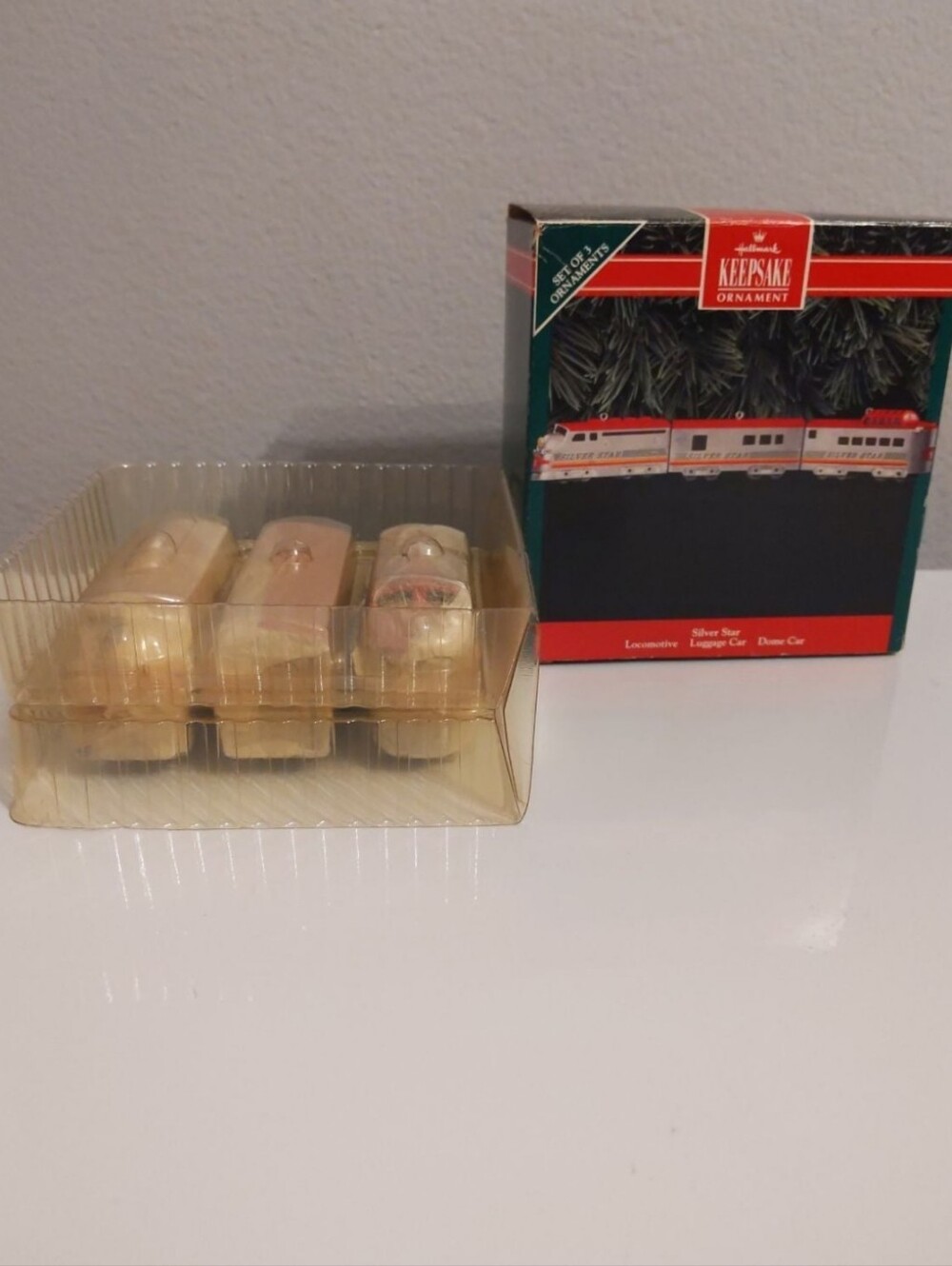Hallmark Keepsake 1992 Cast Metal Silver Star Train Ornament Set-Set of 3